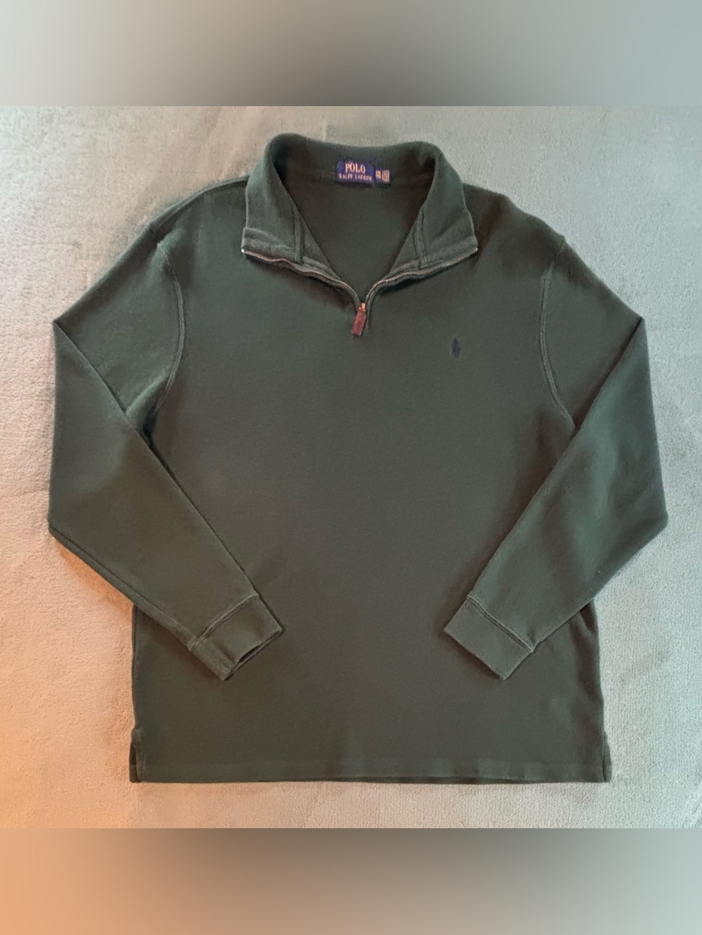 Polo by Ralph Lauren Dark Olive Quarter-Zip Sweater Pullover, Size: XXL (6588)